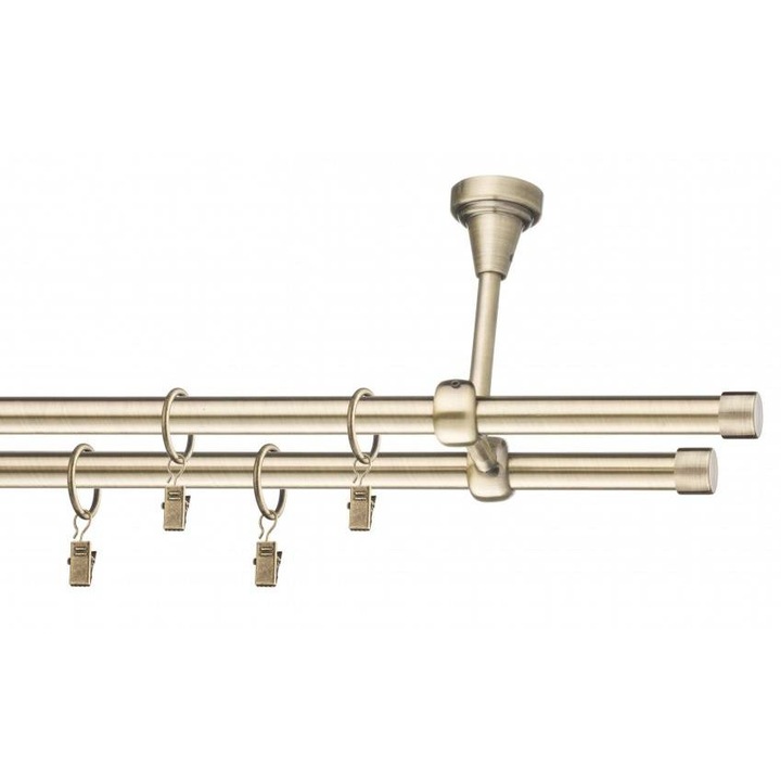 Galerie metalica Luna dubla de tavan 16mm x 3.0m, antique brass (auriu antic)