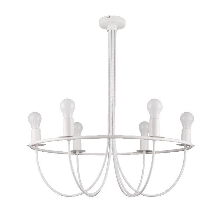 Пендел GLS GoodHome Biham, бяла, 6xE27, матово покритие