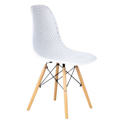 Set 4 scaune cu suprafata din polipropilena conturata, cadru din metal foarte stabil picioare din lemn de fag antiderapante, 83 x 46.5 x 52 cm