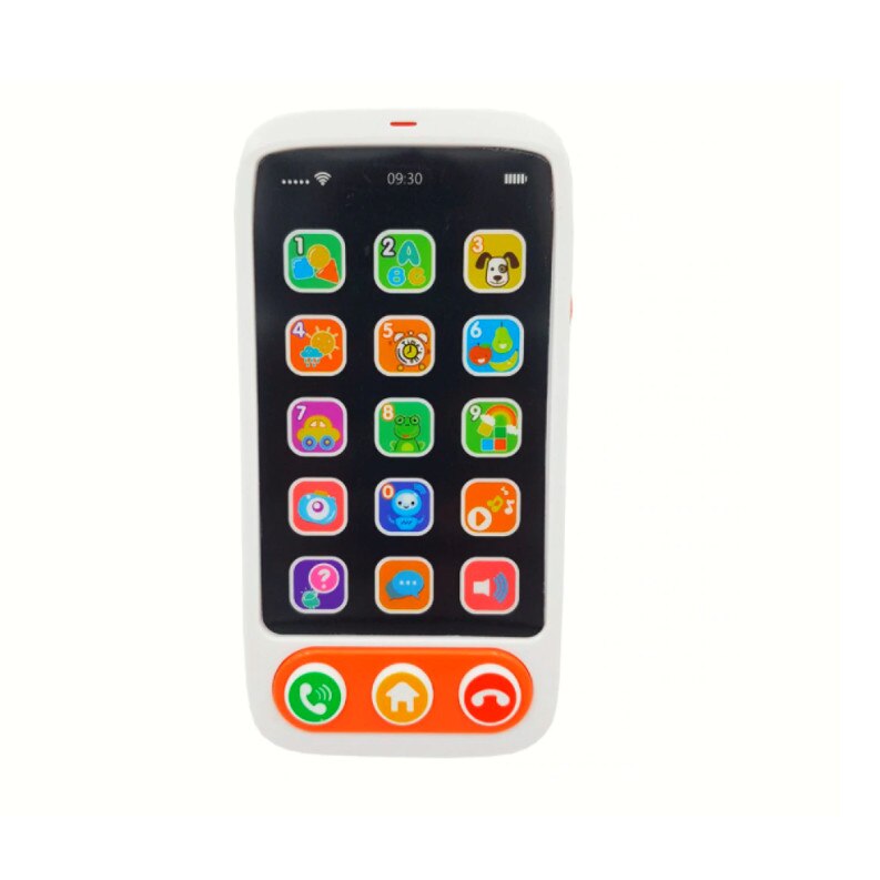 Jucarie interactiva Smartphone pentru copii, cu sunete, lumini si touch, multicolor, 16x8x2 cm