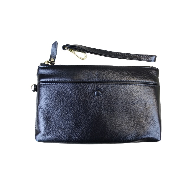 Portofel tip mini poseta din piele naturala, Hassion, L-2008-1 Black