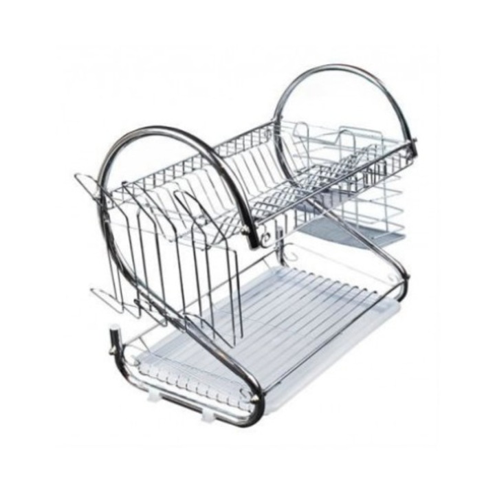 Suport pentru vase metalic cu 2 etaje, argintiu, Gonga®