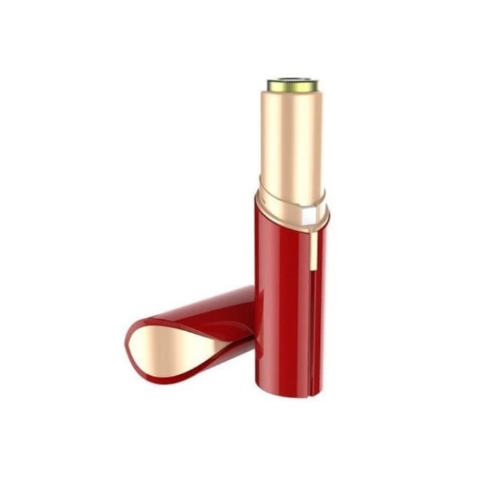 Epilator facial portabil SIKS® cu perie de curatare, 1 x baterie AA, rosu