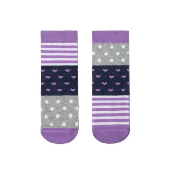 Sosete copii haioase cu inimioare si buline Tip-Top 282, Conte Kids, Mov Sosete copii haioase cu inimioare si buline Tip-Top 282, Conte Kids, Mov