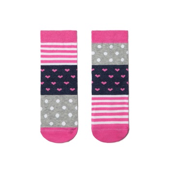 Sosete copii haioase cu inimioare si buline Tip-Top 282, Conte Kids, Roz Sosete copii haioase cu inimioare si buline Tip-Top 282, Conte Kids, Roz