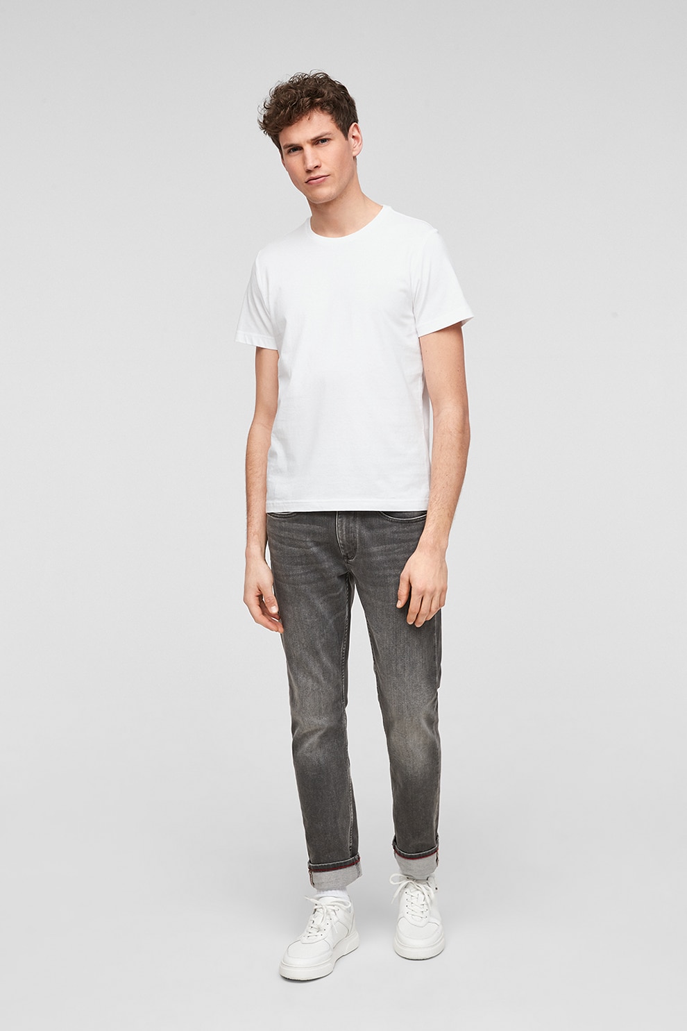 s.Oliver, Tricou cu decolteu la baza gatului, Alb, XL