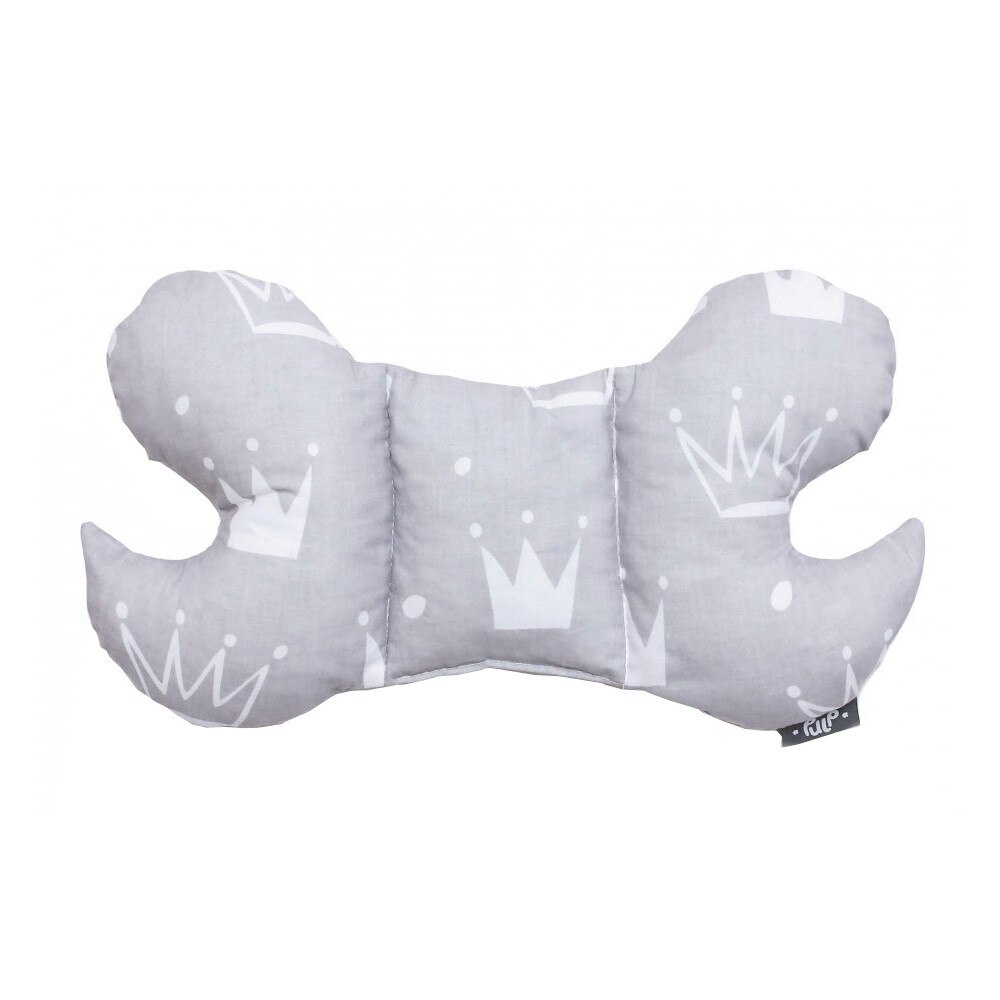Perna pentru bebelusi, Pulp, Crowns, anti-soc, bumbac, 42x22 cm, alb/gri
