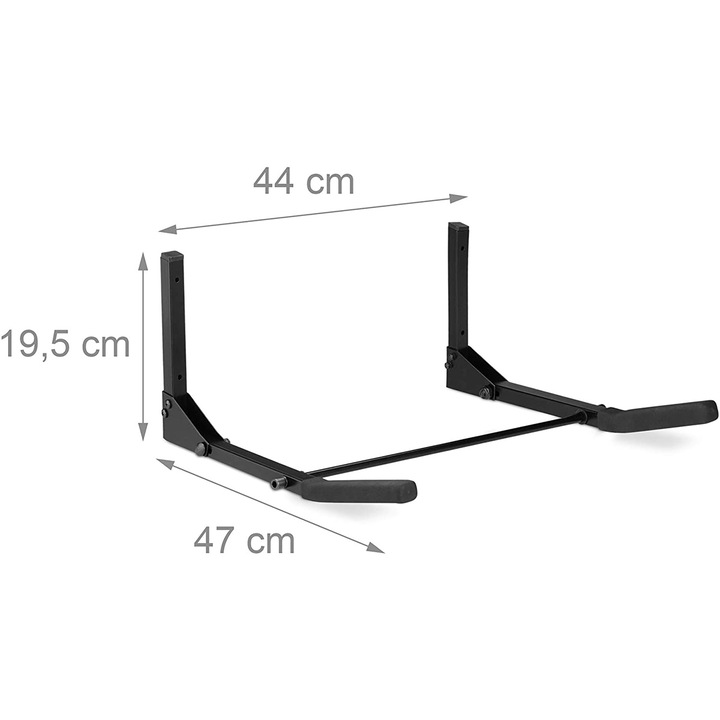 Стенна стойка за велосипед Relaxdays, Издръжливост 30 kg, Черна, 465 x 44 x 11 cm