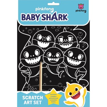 Carte de activitati Pinkfong Baby Shark ,Scratch art set + 3 ani Carte de activitati Pinkfong Baby Shark ,Scratch art set + 3 ani