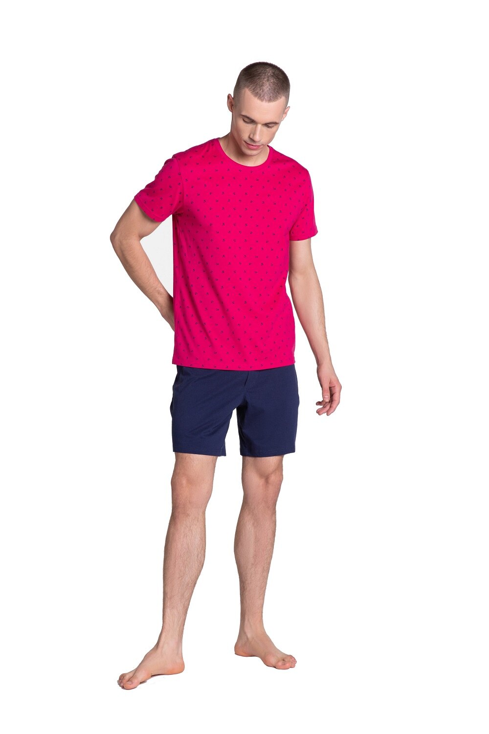 Pijama barbati Henderson Leaf, Bleumarin/Rosu