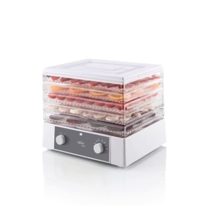 Deshidrator-uscator de alimente GALLET LAPALISSE DES121, 250 W, 5 niveluri, gri cu alb
