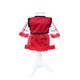 Costum popular alb-rosu pentru botez, 5 piese, bluza, fusta, vesta, batic, botosi, pentru fetite, REC2, 9-12 luni