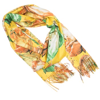 Esarfa de dama, 100% casmir, Galben cu model floral, 190 x 70 cm, ES441 Esarfa de dama, 100% casmir, Galben cu model floral, 190 x 70 cm, ES441