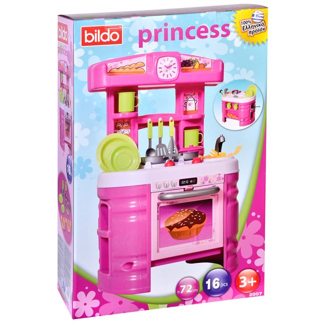 Bucatarie de jucarie cu 16 accesorii, 72 cm, Bildo