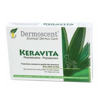 Supliment Nutritiv Caini si Pisici Dermoscent Keravita, 30 Tablete Supliment Nutritiv Caini si Pisici Dermoscent Keravita, 30 Tablete