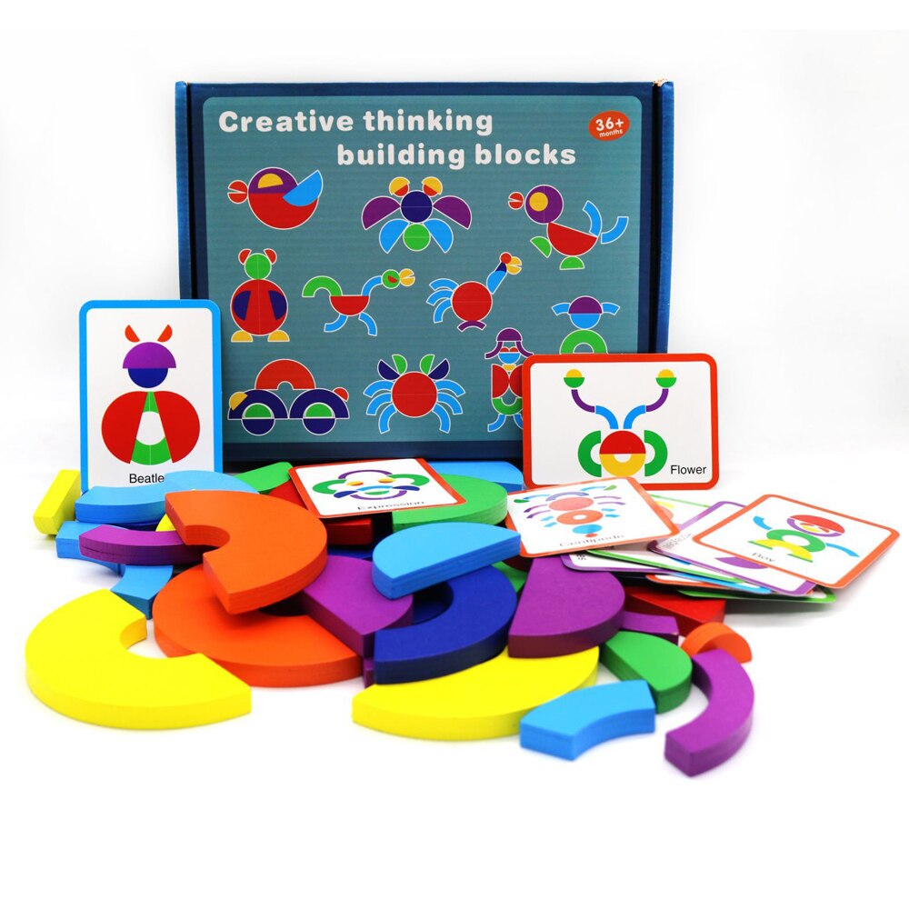 Joc Tangram din lemn cu 32 piese, WD2510 RCO®