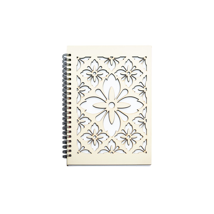 Agenda cu coperti din lemn decupate laser, DekoLaser, AG1019A, A5