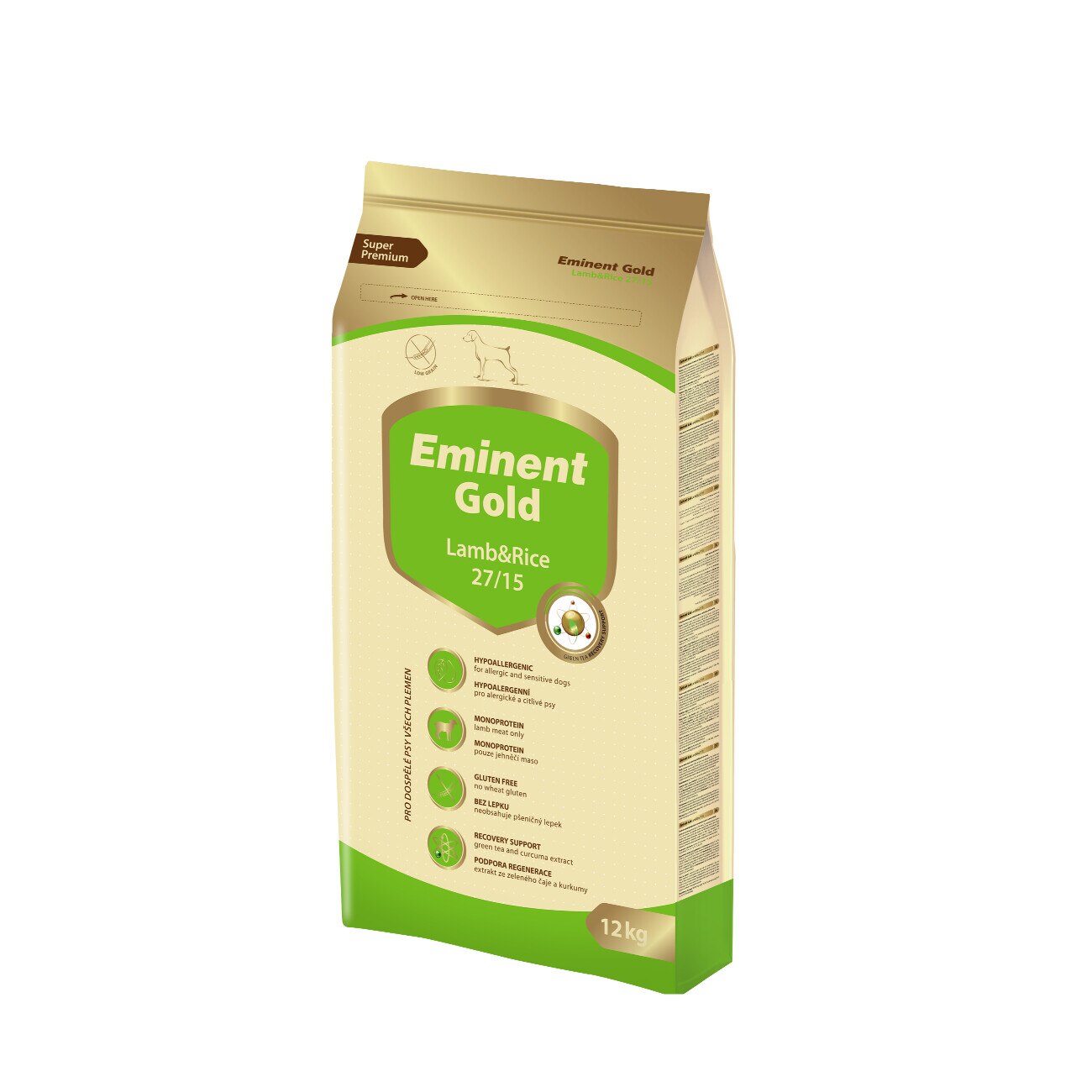 Hrana uscata pentru caini, Eminent, Gold, miel si orez, hipoalergenic, 12 kg