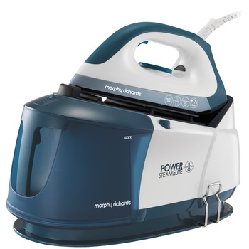 Statie de calcat Morphy Richards Power Steam Elite Intellitemp 332017, 2400W, 6 bar, 1.7l functie Intellitemp, Talpa Ceramica, 100g/min, 300g debit de abur continuu, Alb/Albastru Statie de calcat Morphy Richards Power Steam Elite Intellitemp 332017, 2400W, 6 bar, 1.7l functie Intellitemp, Talpa Ceramica, 100g/min, 300g debit de abur continuu, Alb/Albastru