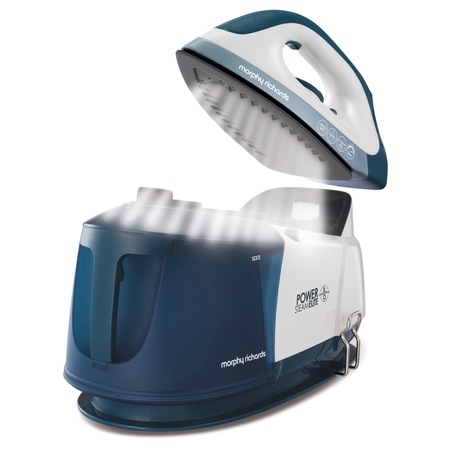 Statie de calcat Morphy Richards Power Steam Elite Intellitemp 332017, 2400W, 6 bar, 1.7l functie Intellitemp, Talpa Ceramica, 100g/min, 300g debit de abur continuu, Alb/Albastru