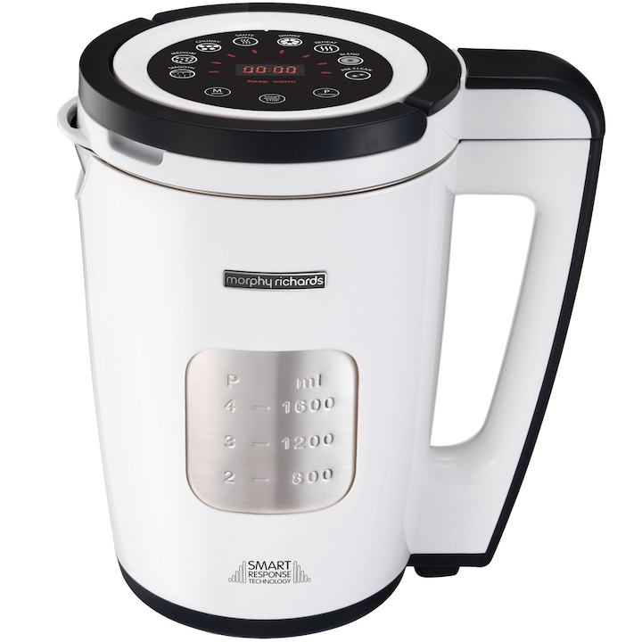 Уред за приготвяне на крем супа Morphy Richards 501020 Total Control Soup Maker 1100 W ,1,6 литра, 8 функции, Бял
