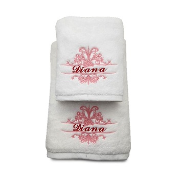 Set 2 Prosoape baie, Royal Home, Brodate, bumbac 100%, Alb, 70x140cm+50x90cm, 650gr/mp, Model Monograma cu Nume 2 Set 2 Prosoape baie, Royal Home, Brodate, bumbac 100%, Alb, 70x140cm+50x90cm, 650gr/mp, Model Monograma cu Nume 2