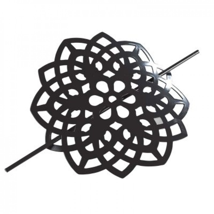 Függöny/kendőrögzítő tartozék, bross típusú, átmérő 17 cm, fekete fém