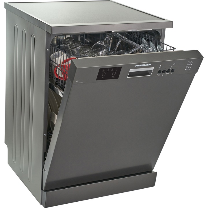 Съдомиялна Heinner HDW-FS6006DGE++, 12 комплекта, 6 програми, Клас Е, Half load, Aquastop, 60 см, Антрацит