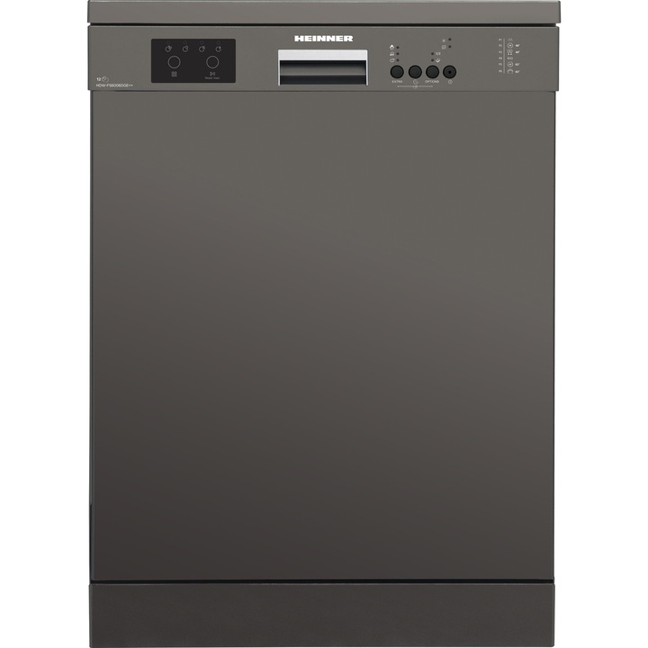 Heinner HDW-FS6006DGE++ Szabadonálló mosogatógép, 60cm, 12 teríték, 6 program, E energiaosztály, szürke