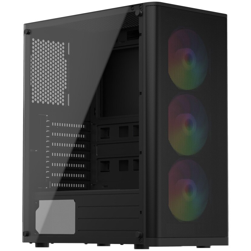 Carcasa SilentiumPC Ventum VT2 EVO TG ARGB, Mid-Tower, fara sursa, ATX, Black