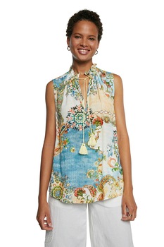 DESIGUAL, Bluza fara maneci cu imprimeuri variate, Multicolora DESIGUAL, Bluza fara maneci cu imprimeuri variate, Multicolora