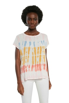 DESIGUAL, Bluza cu model tie-dye, Alb/Galben/Albastru DESIGUAL, Bluza cu model tie-dye, Alb/Galben/Albastru