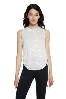 DESIGUAL, Top din lyocell cu snururi laterale de ajustare, Alb prafuit DESIGUAL, Top din lyocell cu snururi laterale de ajustare, Alb prafuit