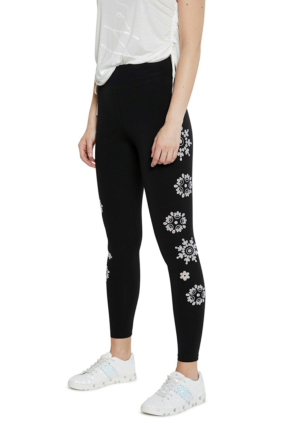 DESIGUAL, Colanti cu model mandala, Negru/Alb