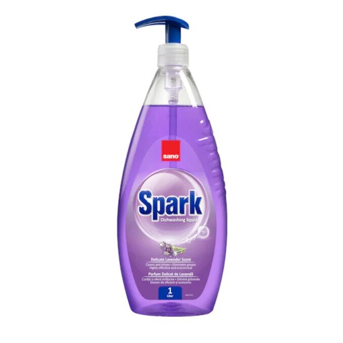 Detergent vase cu pompita Sano Spark Lavanda, 1L