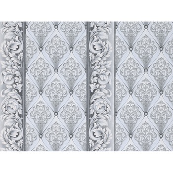 Tapet semilavabil Slavyanski Oboi, Intriga 6553-10, model clasic cu flori si dungi, gri-negru, hartie simplex, rola 0.53 m x 10.05 m Tapet semilavabil Slavyanski Oboi, Intriga 6553-10, model clasic cu flori si dungi, gri-negru, hartie simplex, rola 0.53 m x 10.05 m