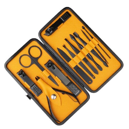 Set Manichiura Pedichiura cu 12 piese Professional Otel Inoxidabil, negru