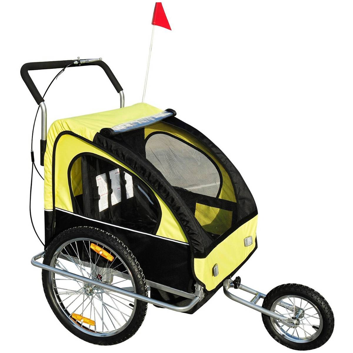 Remorca de bicicleta Homcom, galben cu negru, 5664-0086yb