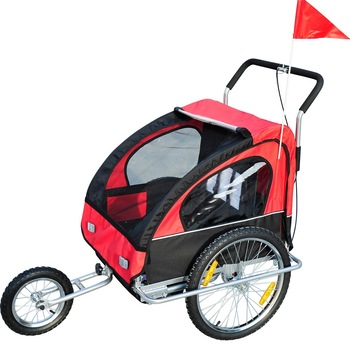 Remorca de bicicleta Homcom, rosu cu negru, 5664-0086rb Remorca de bicicleta Homcom, rosu cu negru, 5664-0086rb