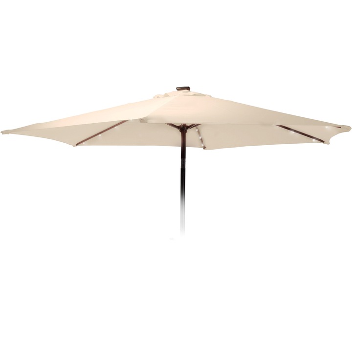 Градински чадър Koopman, Със соларен панел, 270 см, 24 светодиода, Сrem