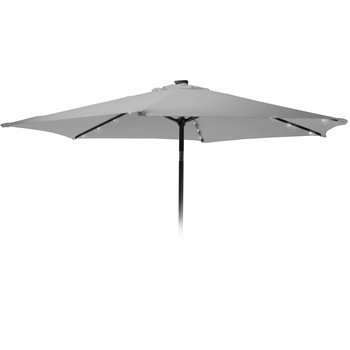 Umbrela de gradina cu panou solar, 270 cm, 24 LED-uri, gri deschis Umbrela de gradina cu panou solar, 270 cm, 24 LED-uri, gri deschis