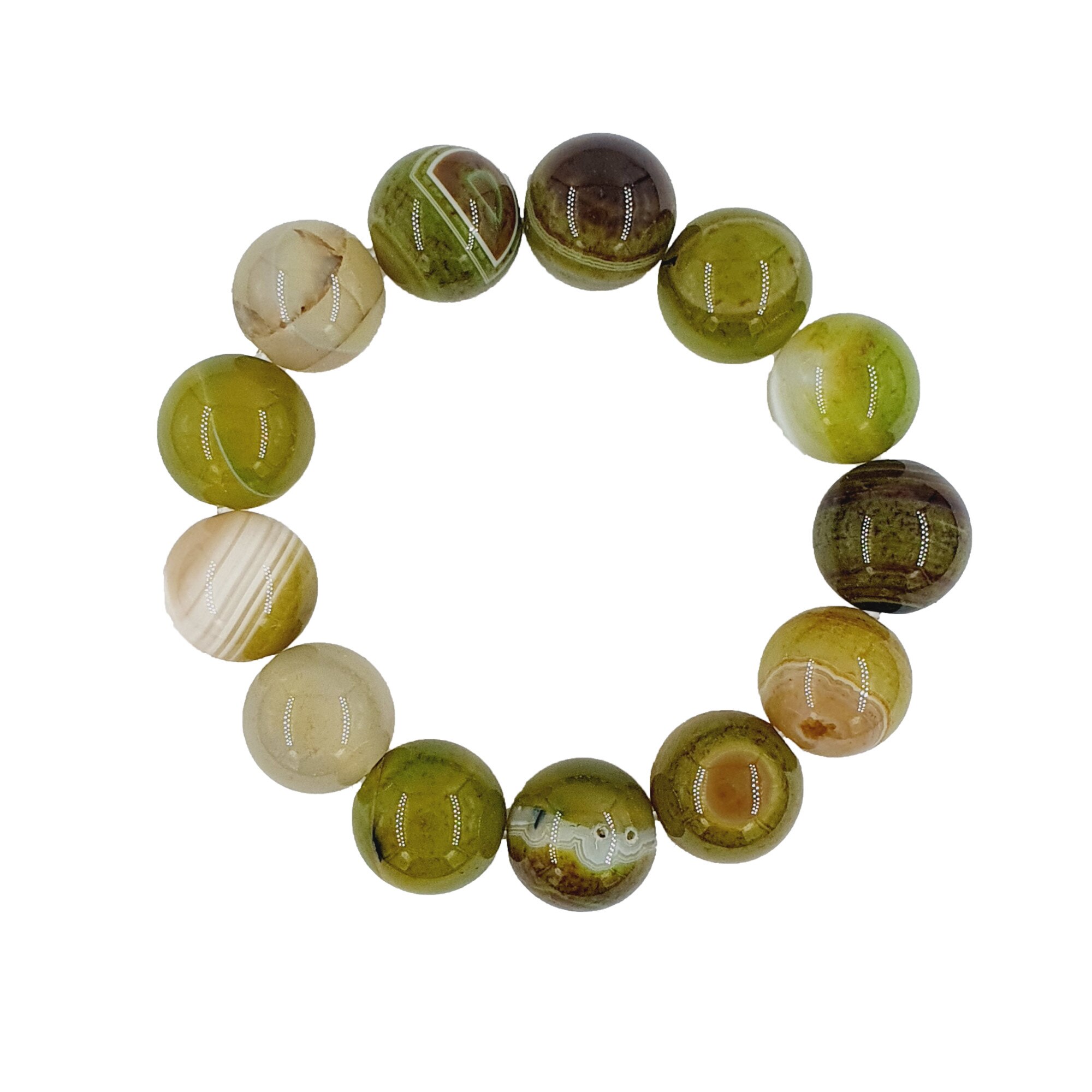 Bratara handamade din agat, Pandantiv in forma de inima, 16 mm, Verde