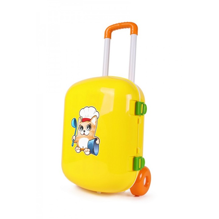 Кухня в куфар на колела Technok Toys W3276, За деца над 3 години, Многоцветен/Жълт