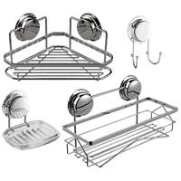 set accesorii baie house of roger 4 piese inox etajera  etajera de colt  suport sapun  carlig dublu  cu ventuze heavylock performante imagen 13_0_
0