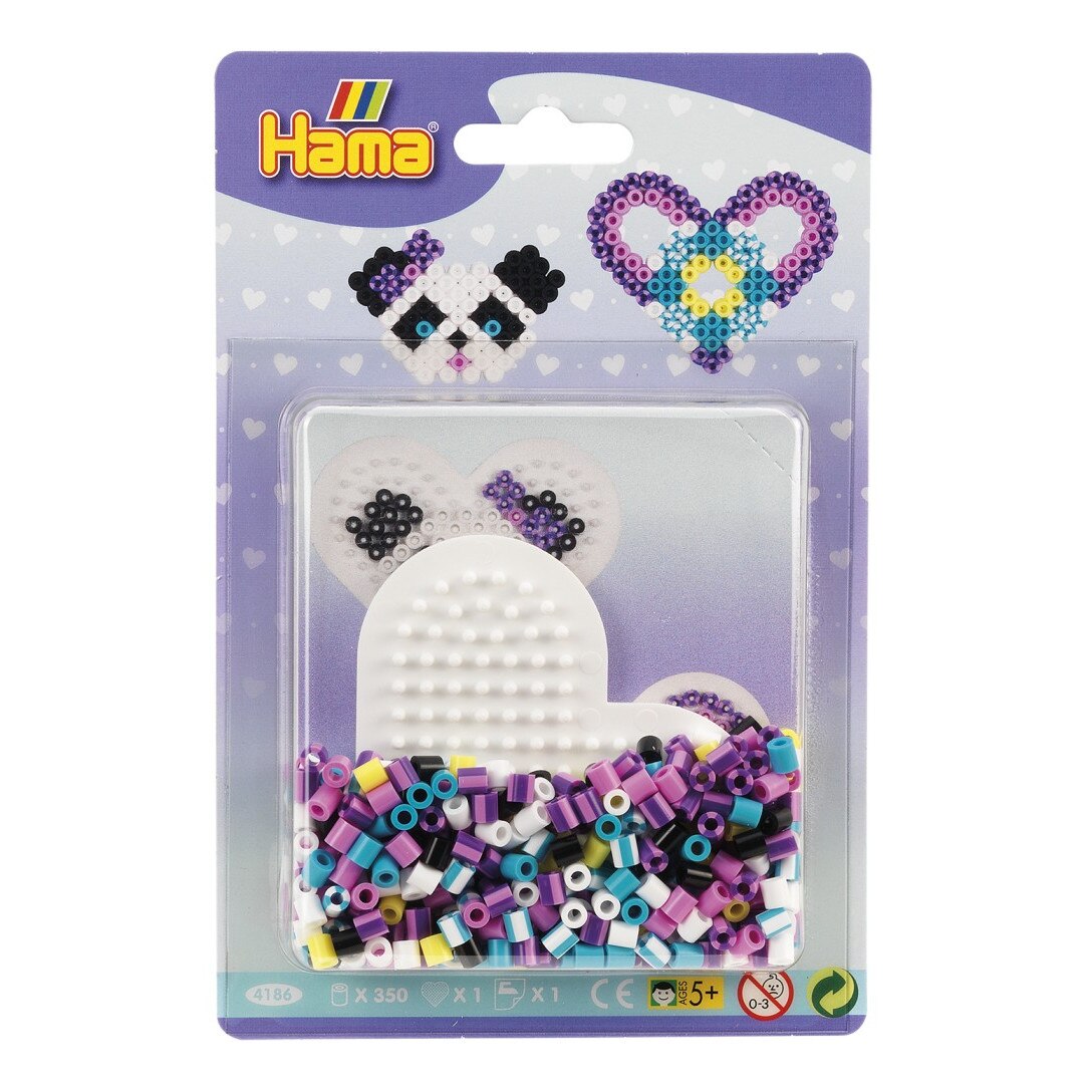 Inima, set de margele de calcat Hama Midi, 350 de margele si 1 planseta