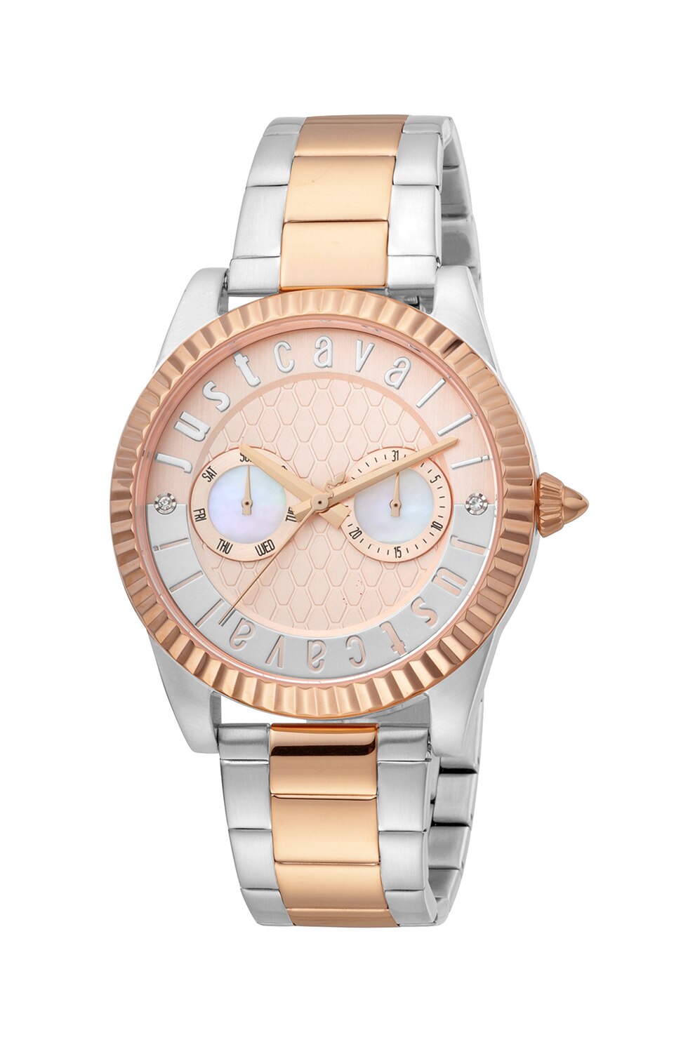 JUST CAVALLI, Ceas de otel inoxidabil, Argintiu/Auriu rose