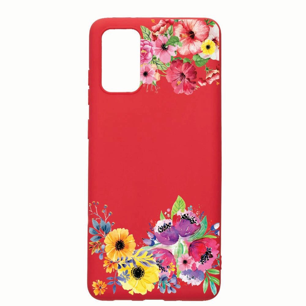 Husa Samsung Galaxy A51, Flower, rezistenta la uzura, anti-alunecare, din silicon Premium, Red, R56
