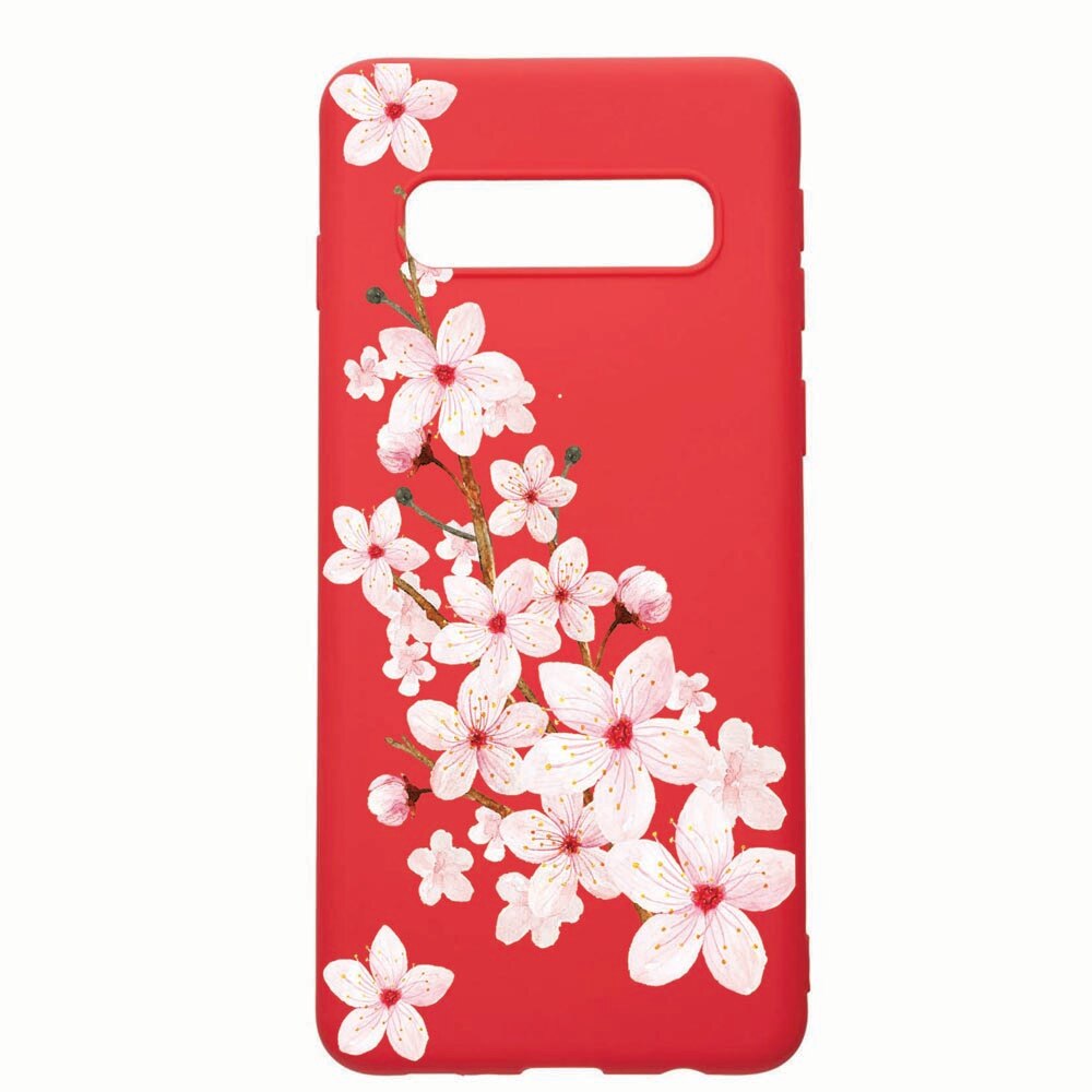 Husa Samsung Galaxy S10E, Spring Flowers, rezistenta la uzura, anti-alunecare, din silicon Premium, Red, R62