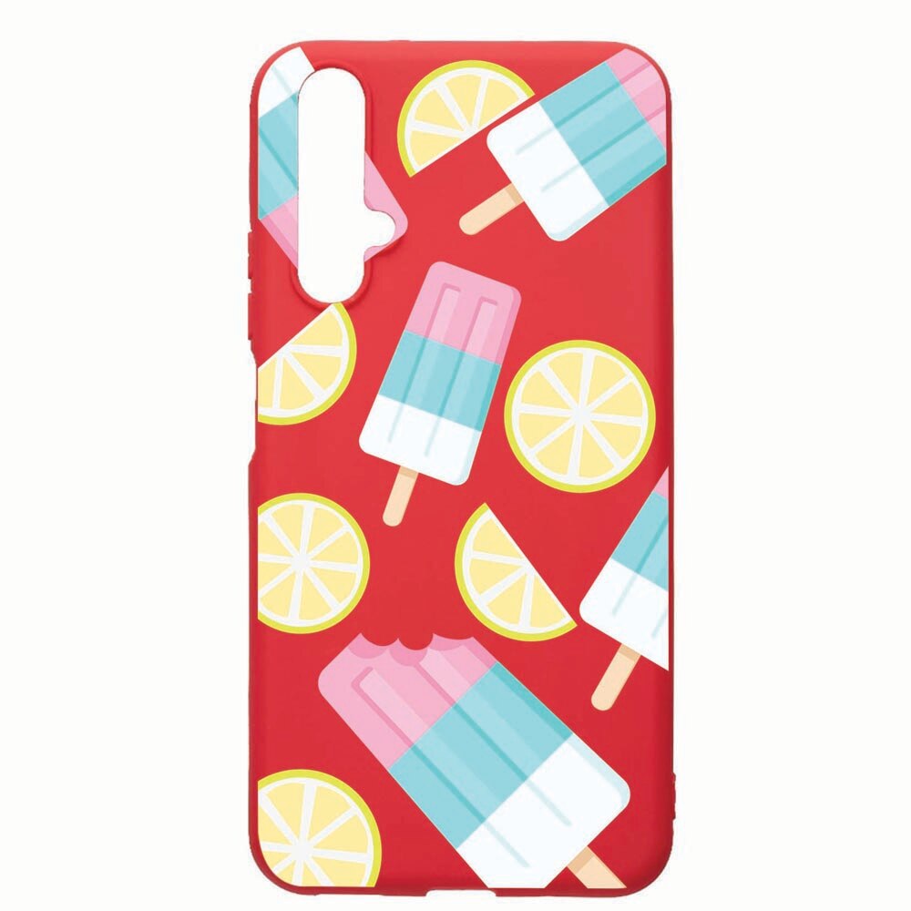 Husa Huawei Nova 5T, Ice Cream, rezistenta la uzura, anti-alunecare, din silicon Premium, Red, R65