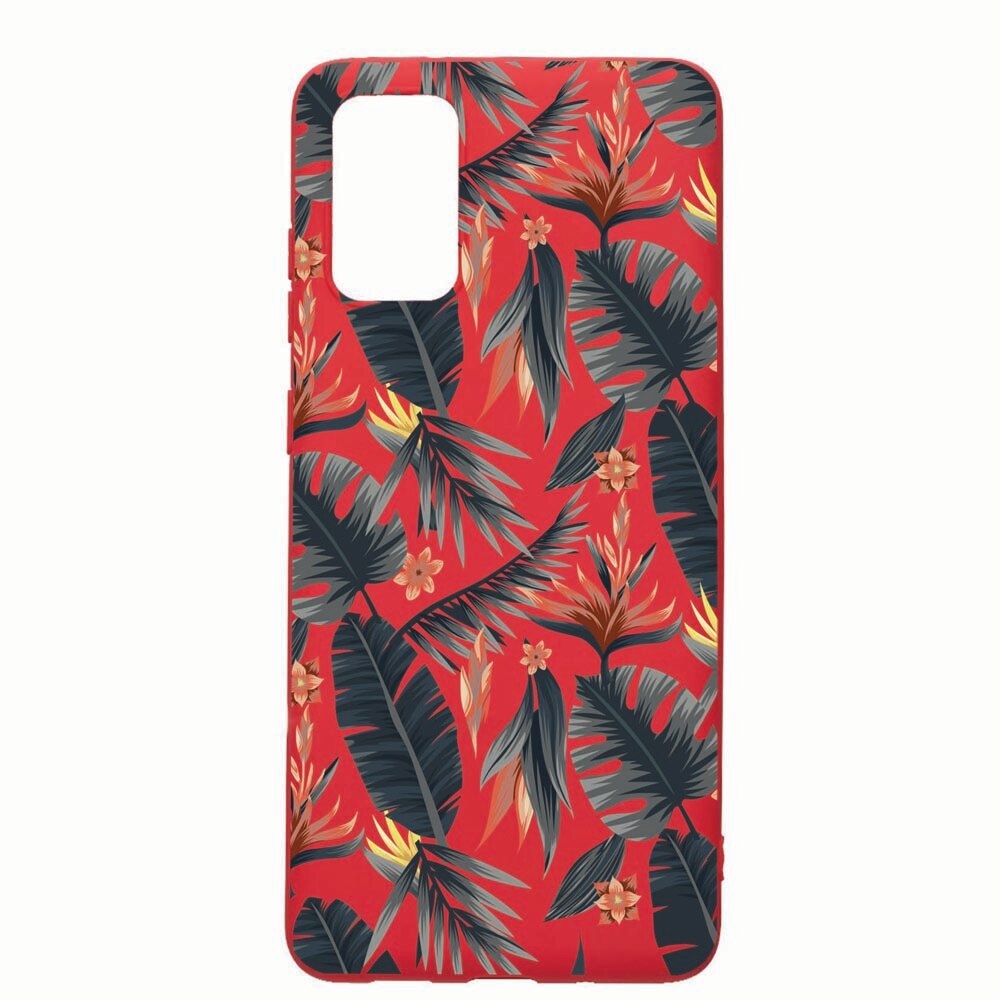 Husa Samsung Galaxy A41, Tropical Pattern, rezistenta la uzura, anti-alunecare, din silicon Premium, Red, R88